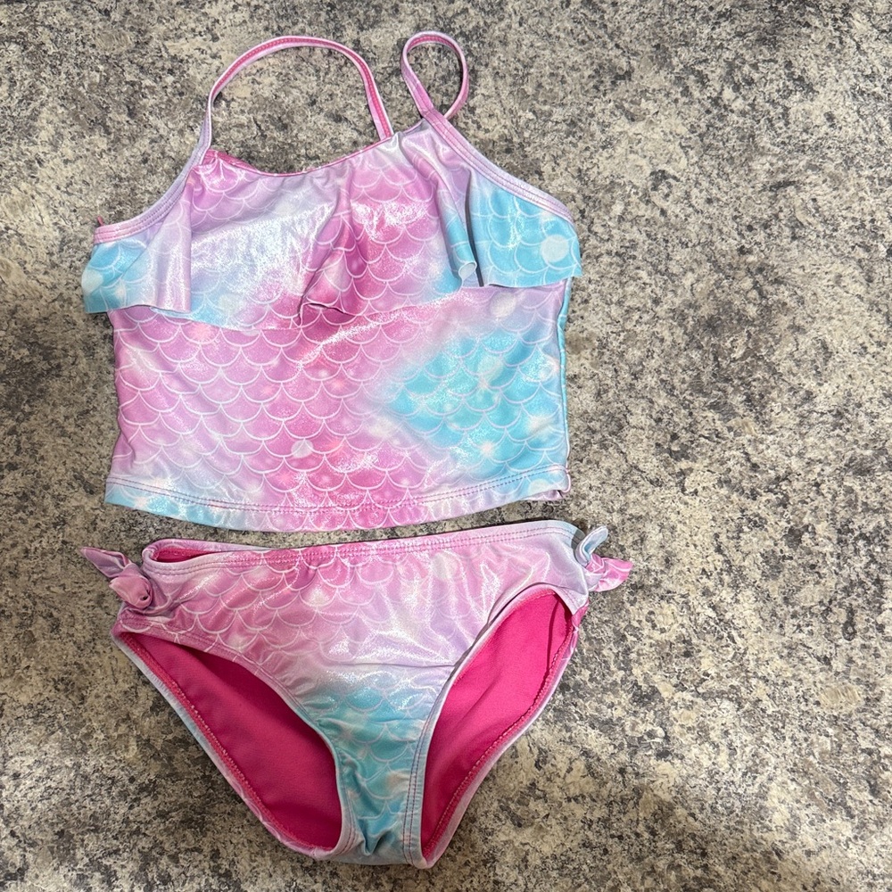 Mermaid Dreams Kids Swim Set - metallic Pink and Blue. Size 6